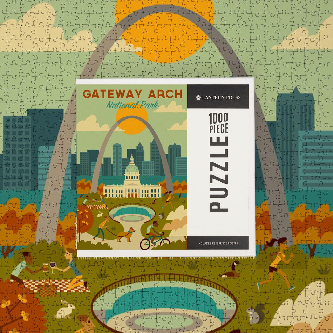 Gateway Arch National Park, Missouri, Geometric National Park Series, Jigsaw Puzzle Puzzle Lantern Press 