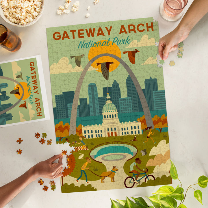 Gateway Arch National Park, Missouri, Geometric National Park Series, Jigsaw Puzzle Puzzle Lantern Press 
