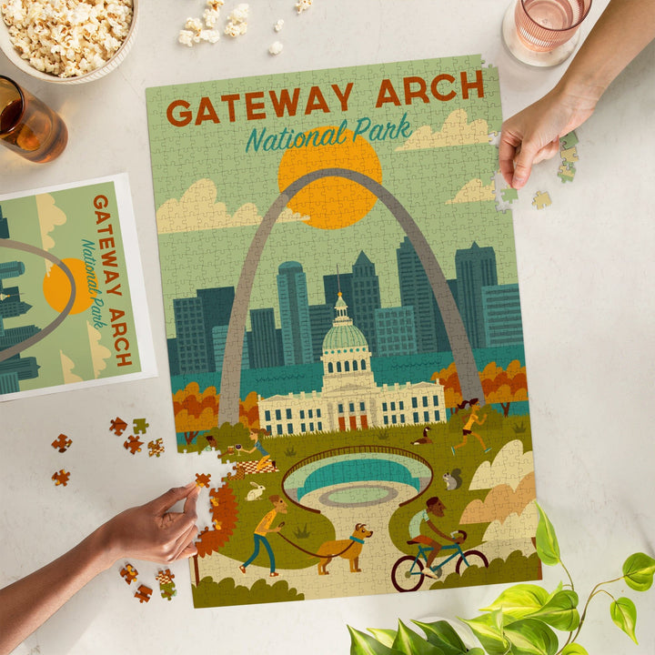Gateway Arch National Park, Missouri, Geometric National Park Series, Jigsaw Puzzle Puzzle Lantern Press 