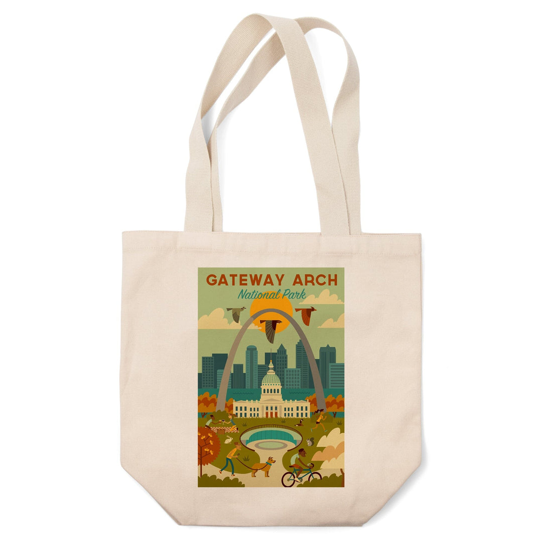 Gateway Arch National Park, Missouri, Geometric National Park Series, Lantern Press Artwork, Tote Bag Totes Lantern Press 