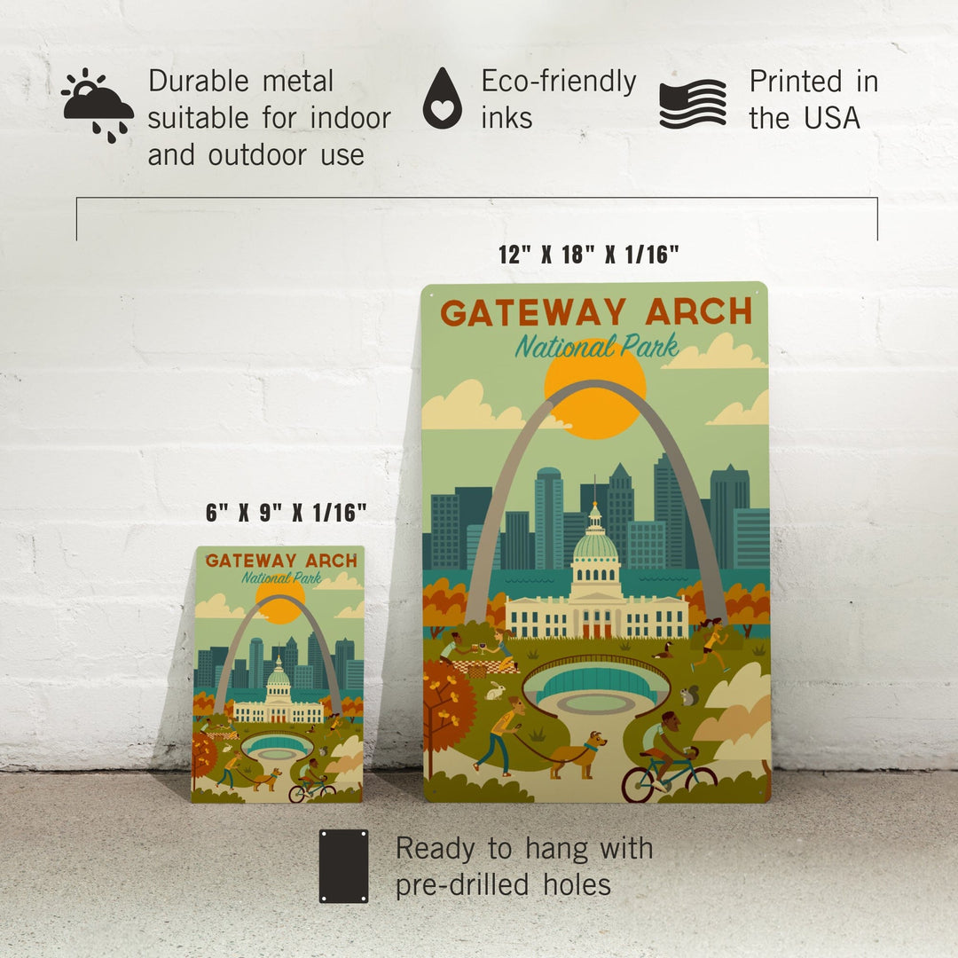 Gateway Arch National Park, Missouri, Geometric National Park Series, Metal Signs Metal Lantern Press 