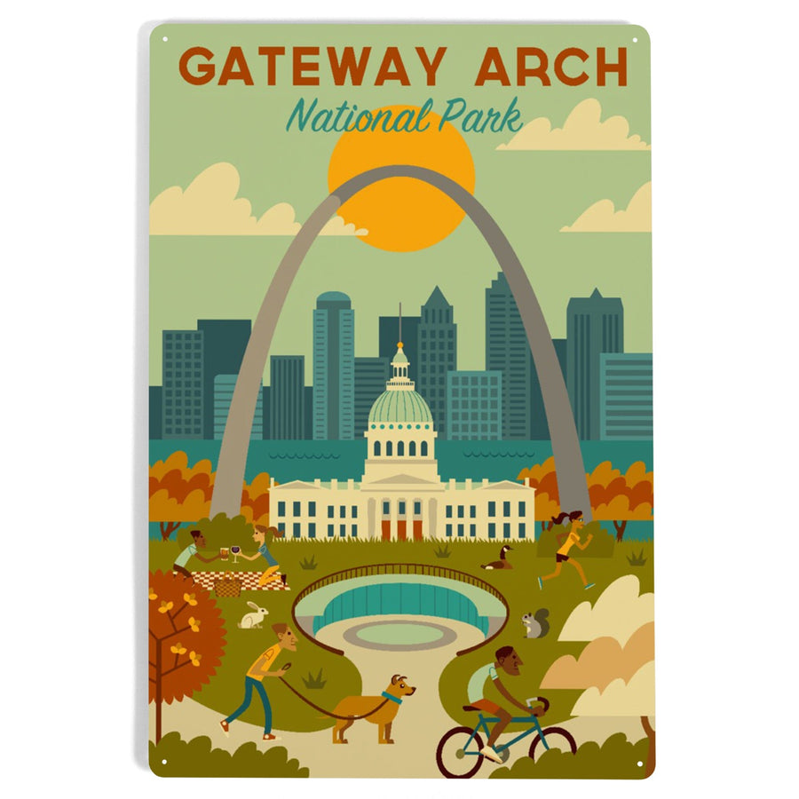 Gateway Arch National Park, Missouri, Geometric National Park Series, Metal Signs Metal Lantern Press 