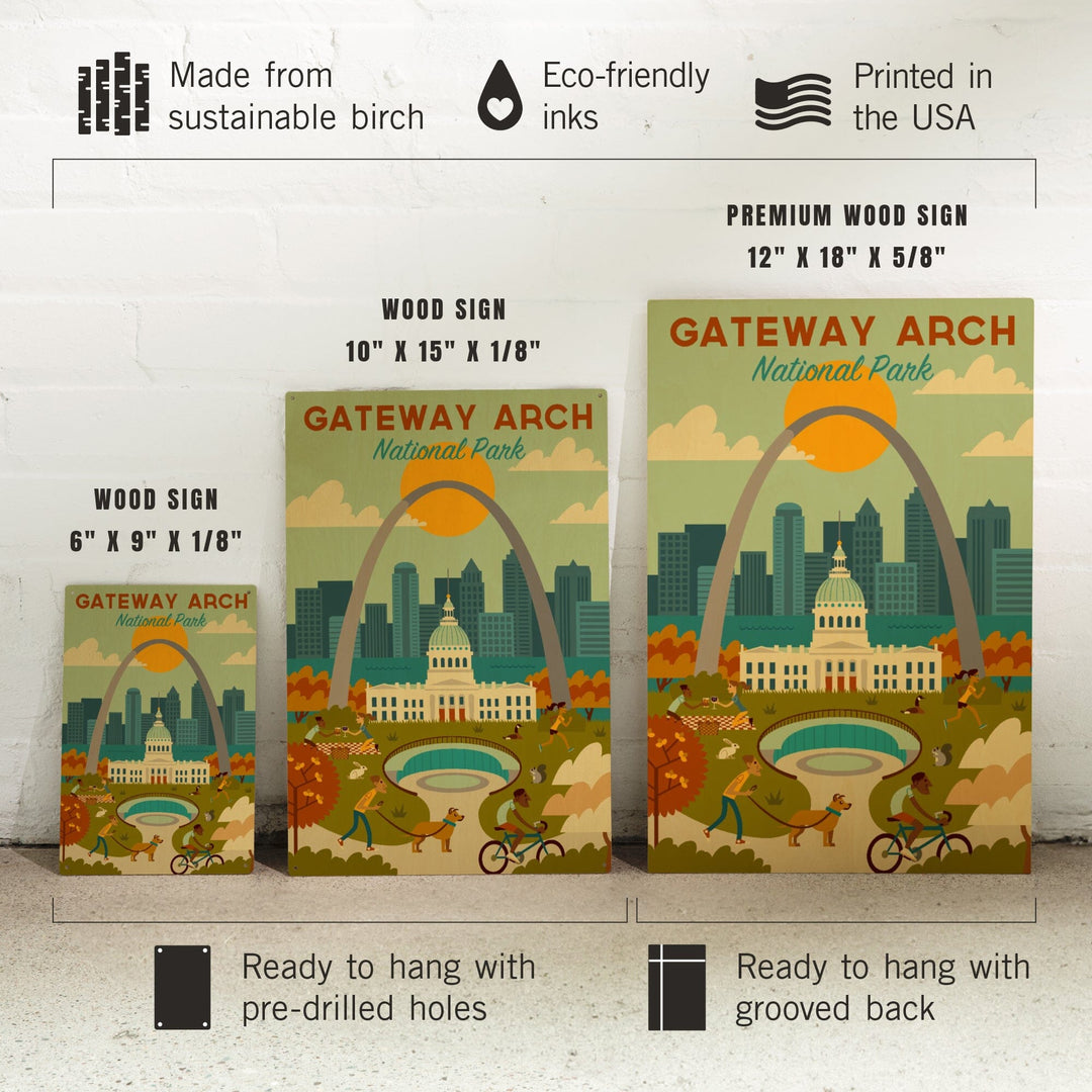 Gateway Arch National Park, Missouri, Geometric National Park Series, Wood Signs and Postcards Wood Lantern Press 