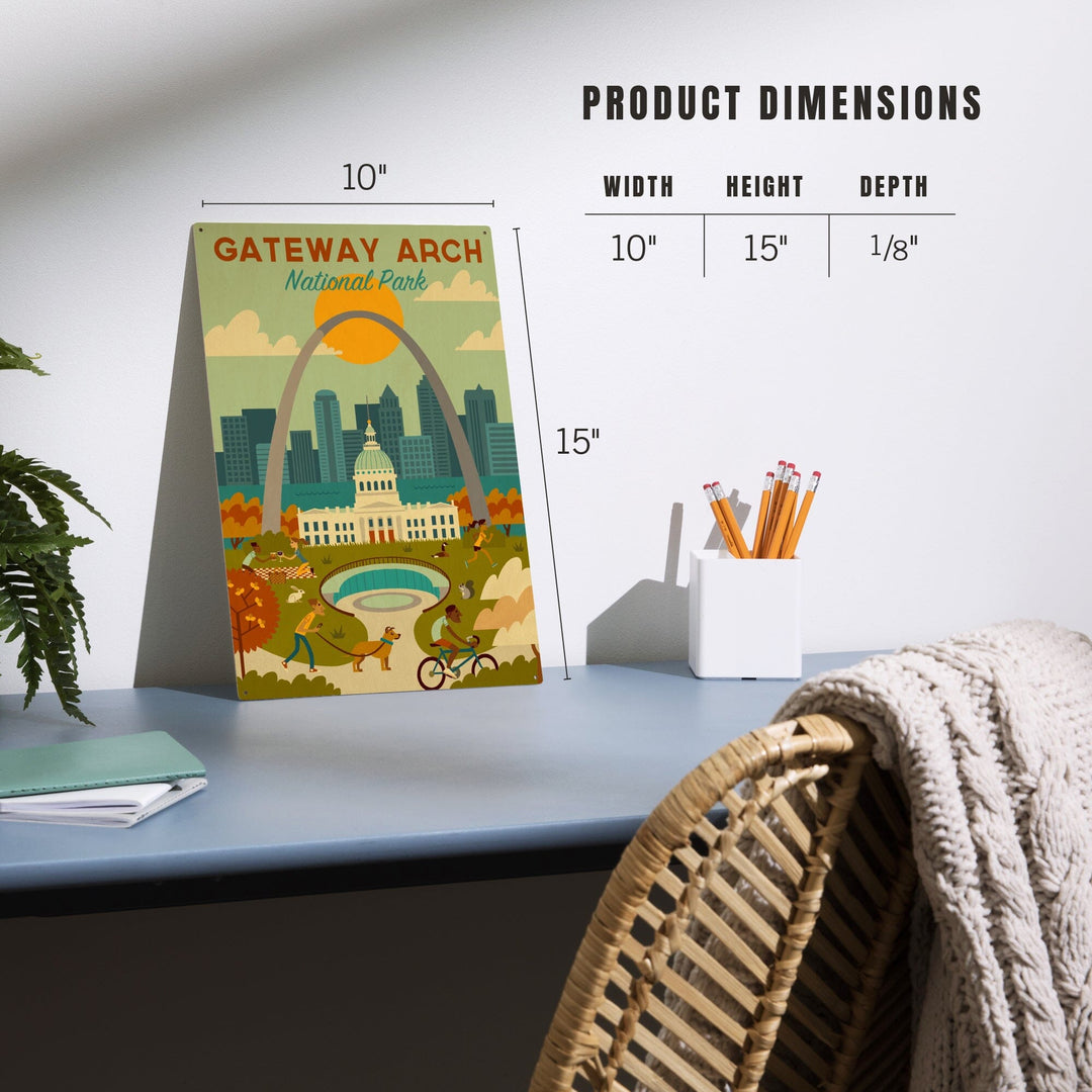 Gateway Arch National Park, Missouri, Geometric National Park Series, Wood Signs and Postcards Wood Lantern Press 