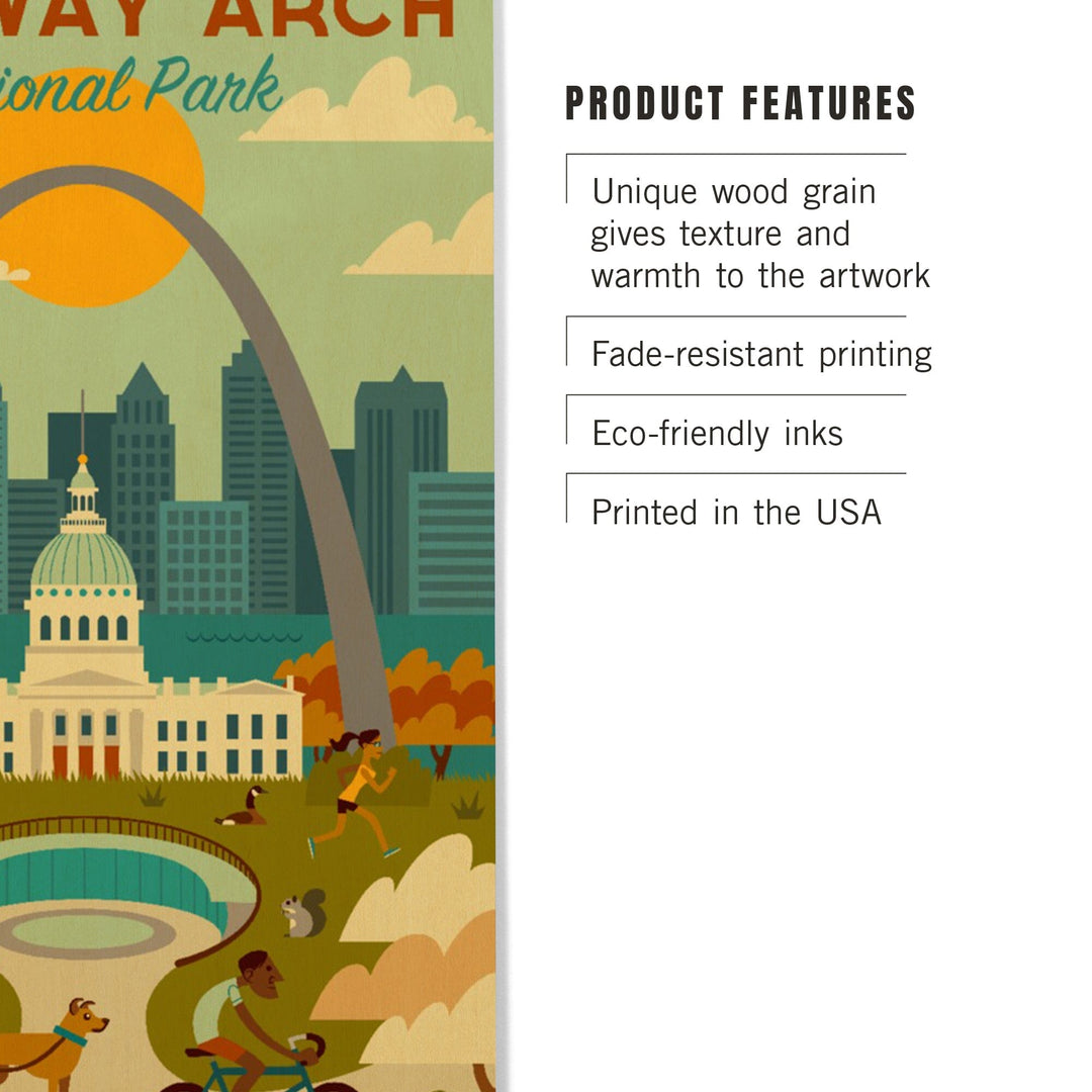 Gateway Arch National Park, Missouri, Geometric National Park Series, Wood Signs and Postcards Wood Lantern Press 