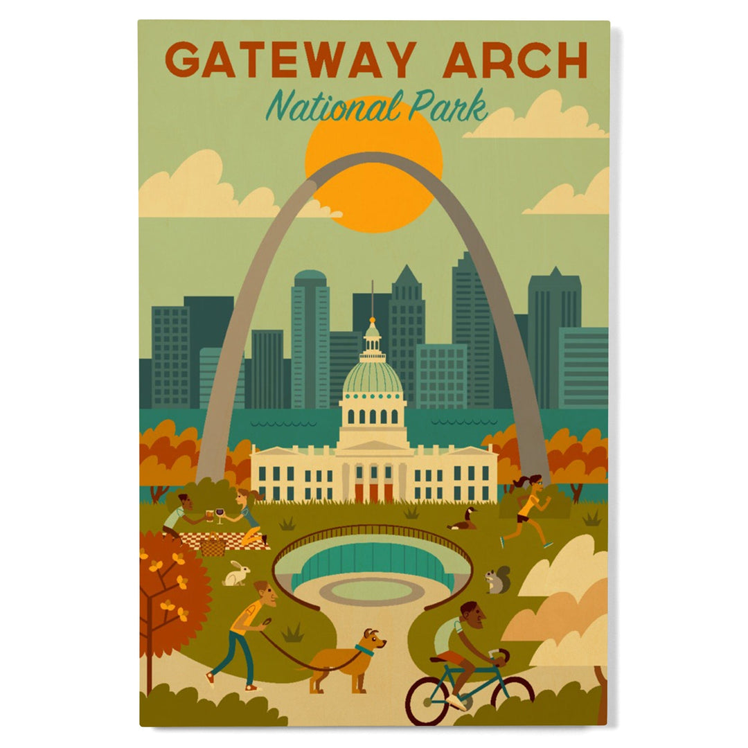 Gateway Arch National Park, Missouri, Geometric National Park Series, Wood Signs and Postcards Wood Lantern Press 