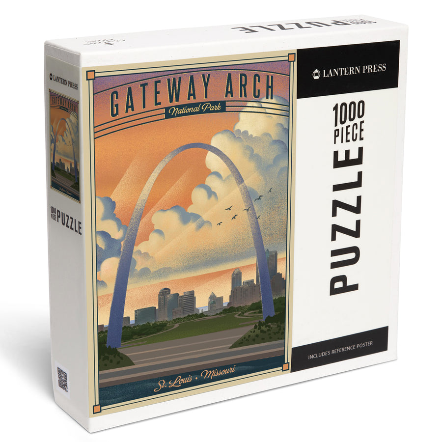 Gateway Arch National Park, Missouri, Lithograph National Park Series, Jigsaw Puzzle Puzzle Lantern Press 