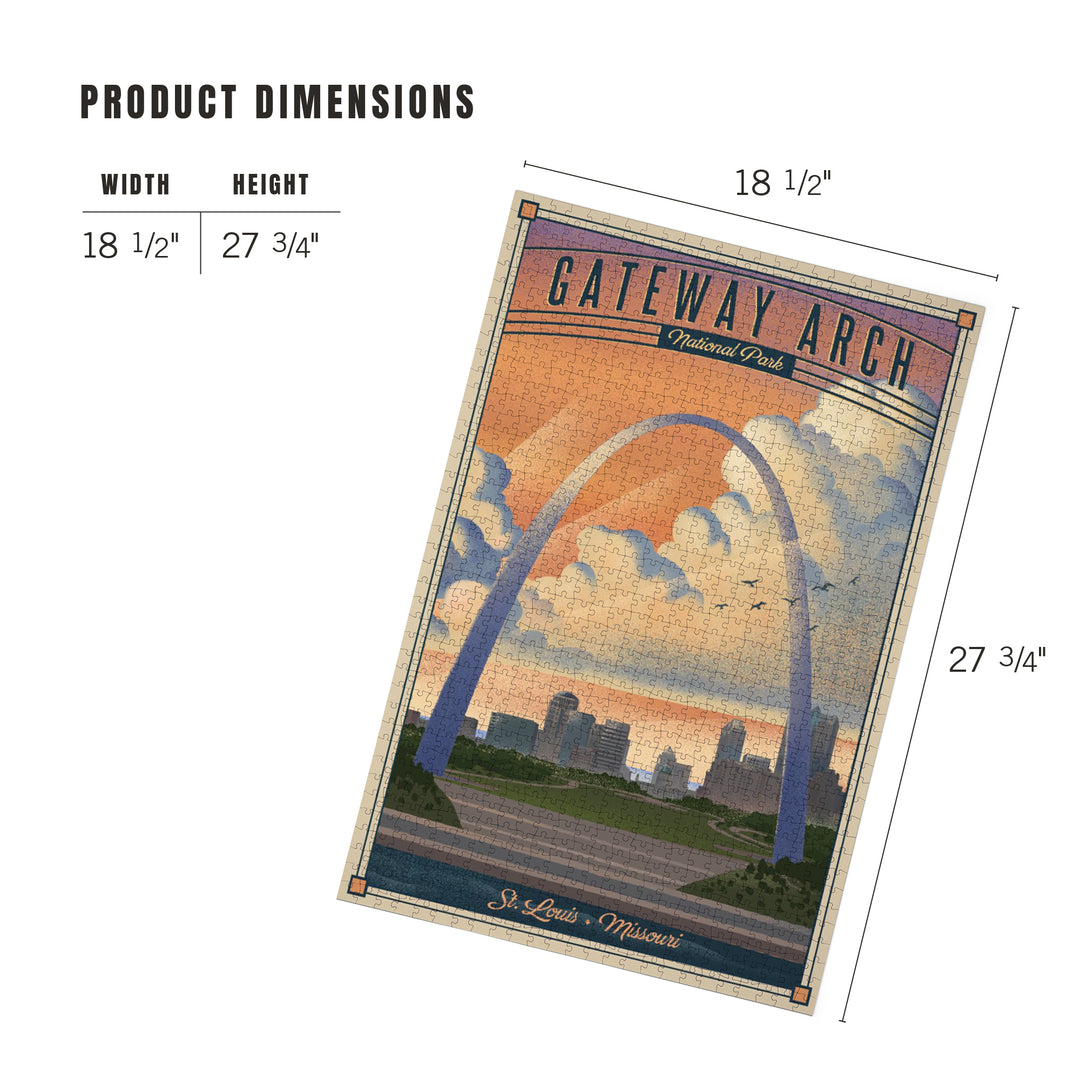 Gateway Arch National Park, Missouri, Lithograph National Park Series, Jigsaw Puzzle Puzzle Lantern Press 