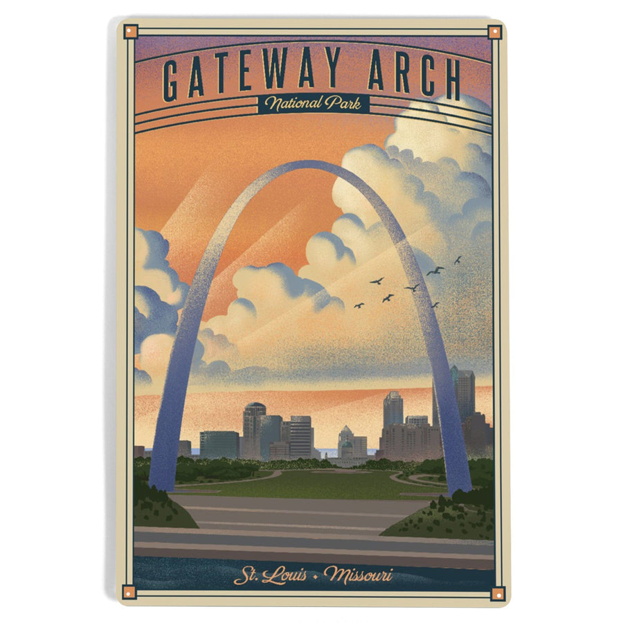 Gateway Arch National Park, Missouri, Lithograph National Park Series, Metal Signs Metal Lantern Press 