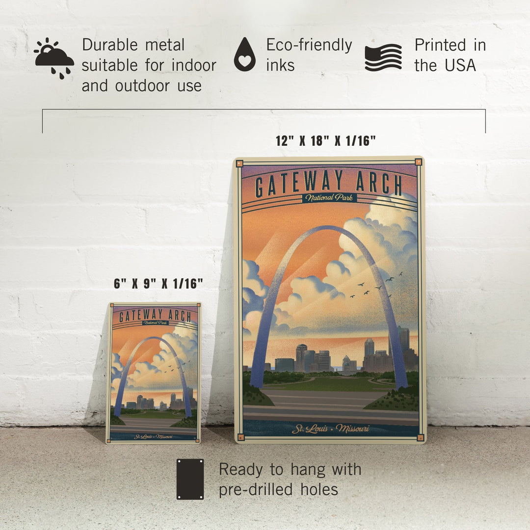 Gateway Arch National Park, Missouri, Lithograph National Park Series, Metal Signs Metal Lantern Press 