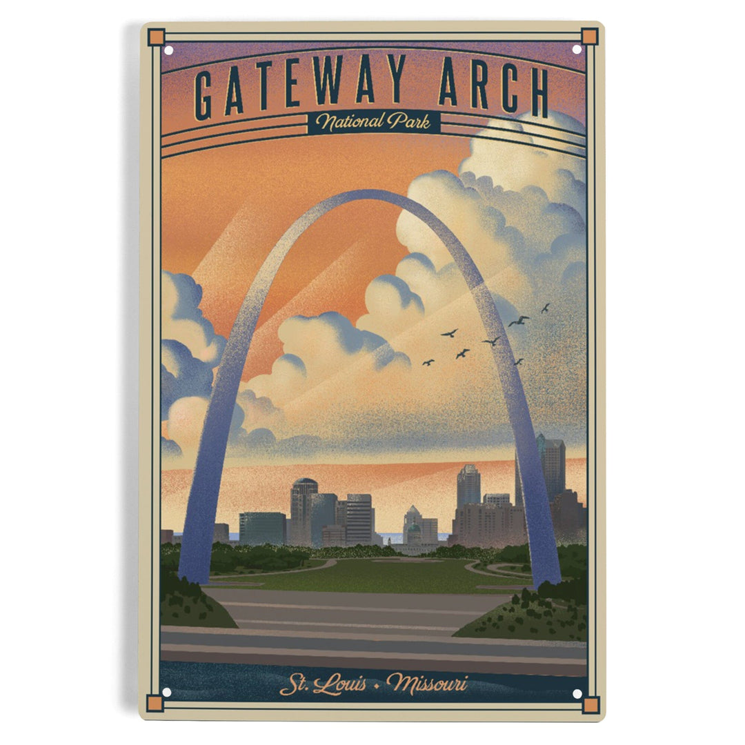 Gateway Arch National Park, Missouri, Lithograph National Park Series, Metal Signs Metal Lantern Press 