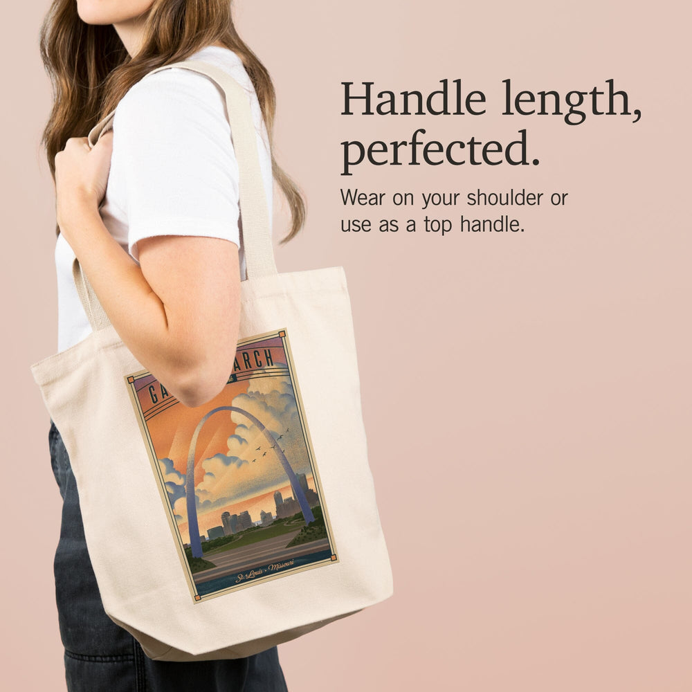 Gateway Arch National Park, Missouri, Lithograph National Park Series, Tote Bag Totes Lantern Press 