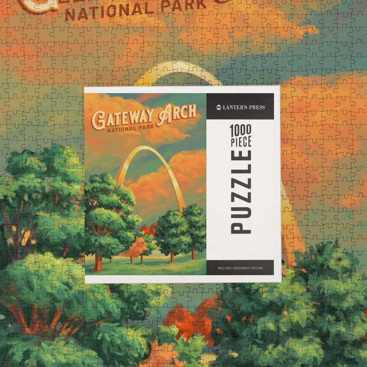 Gateway Arch National Park, Missouri, Oil Painting, Jigsaw Puzzle Puzzle Lantern Press 