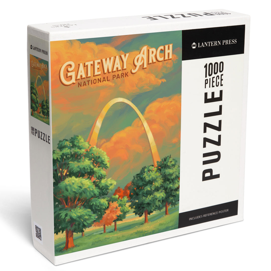 Gateway Arch National Park, Missouri, Oil Painting, Jigsaw Puzzle Puzzle Lantern Press 