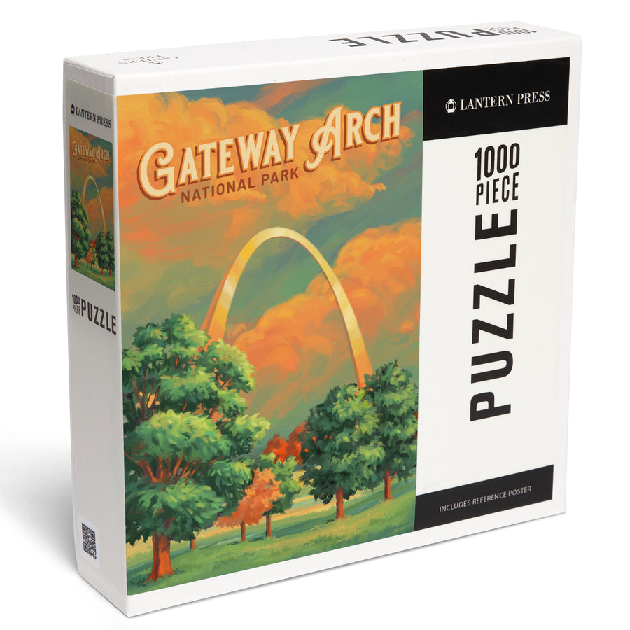 Gateway Arch National Park, Missouri, Oil Painting, Jigsaw Puzzle Puzzle Lantern Press 