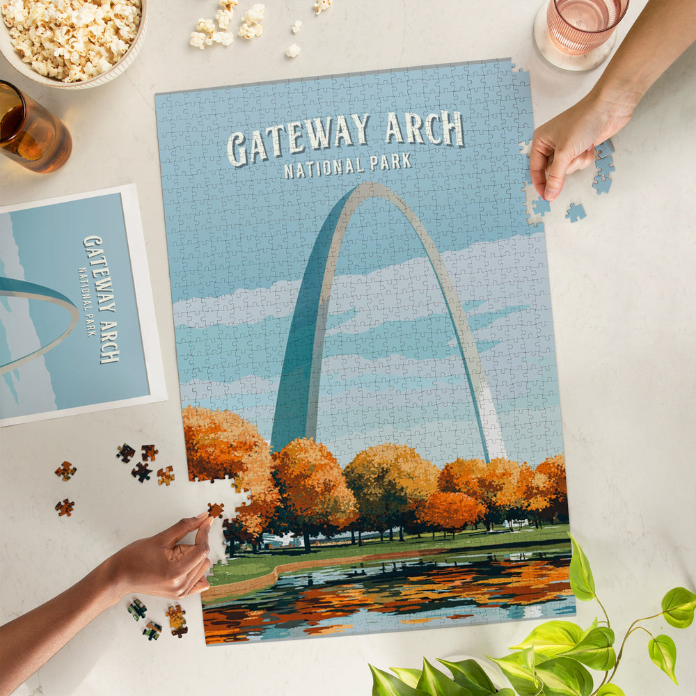 Gateway Arch National Park, Missouri, Painterly National Park Series, Jigsaw Puzzle Puzzle Lantern Press 