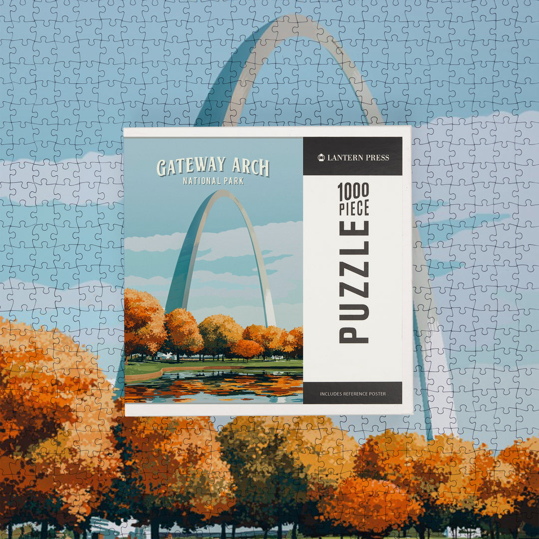 Gateway Arch National Park, Missouri, Painterly National Park Series, Jigsaw Puzzle Puzzle Lantern Press 