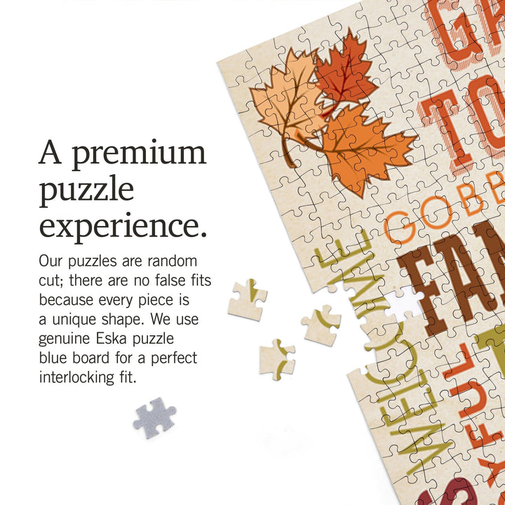Gather Together, Thanksgiving Typography with Turkey, Jigsaw Puzzle Puzzle Lantern Press 