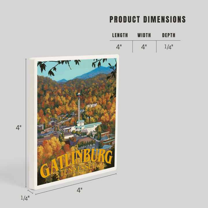 Gatlinburg, Tennessee, Town Scene, Coasters Coasters Lantern Press 