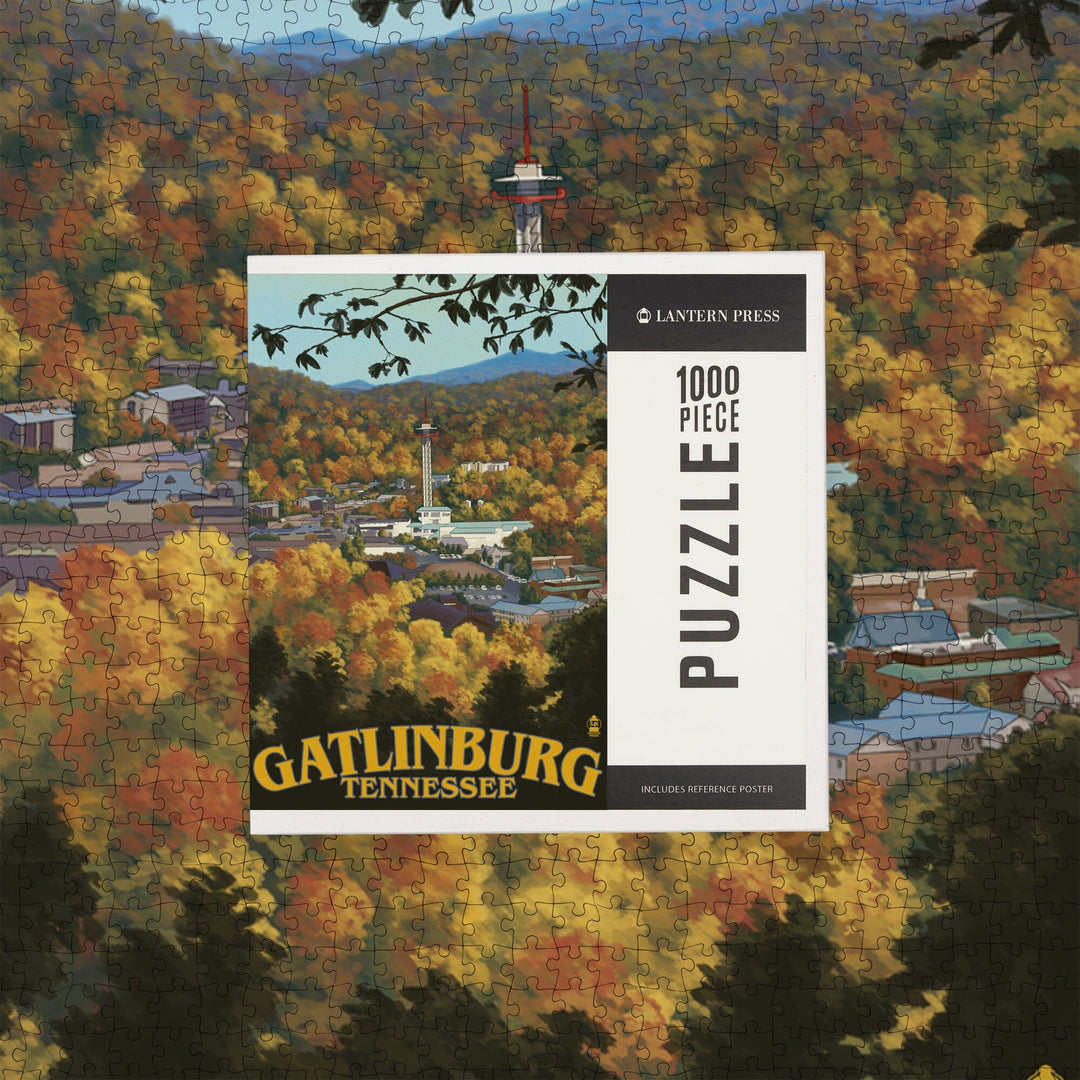Gatlinburg, Tennessee, Town Scene, Jigsaw Puzzle Puzzle Lantern Press 