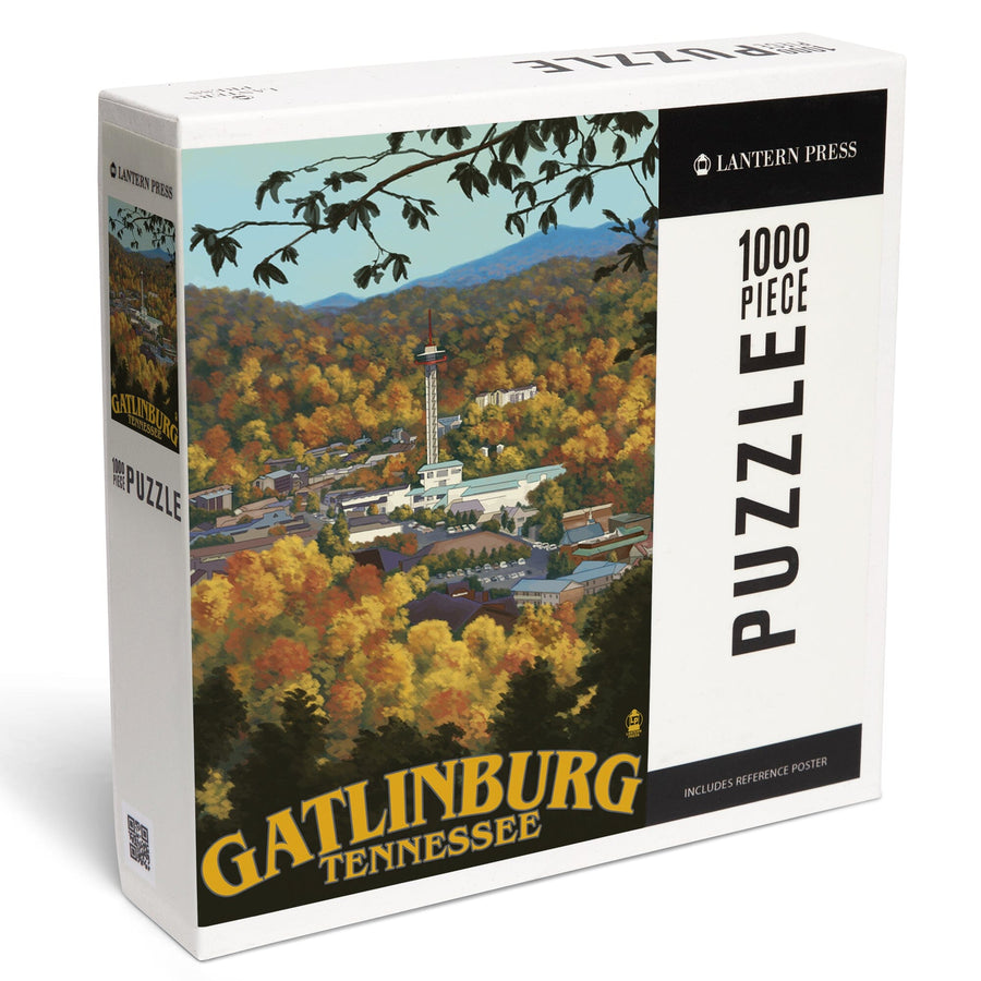 Gatlinburg, Tennessee, Town Scene, Jigsaw Puzzle Puzzle Lantern Press 