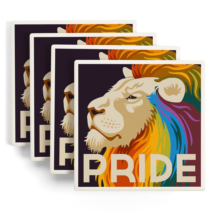 Gay Pride, Lion, Lantern Press Artwork, Coaster Set - Lantern Press