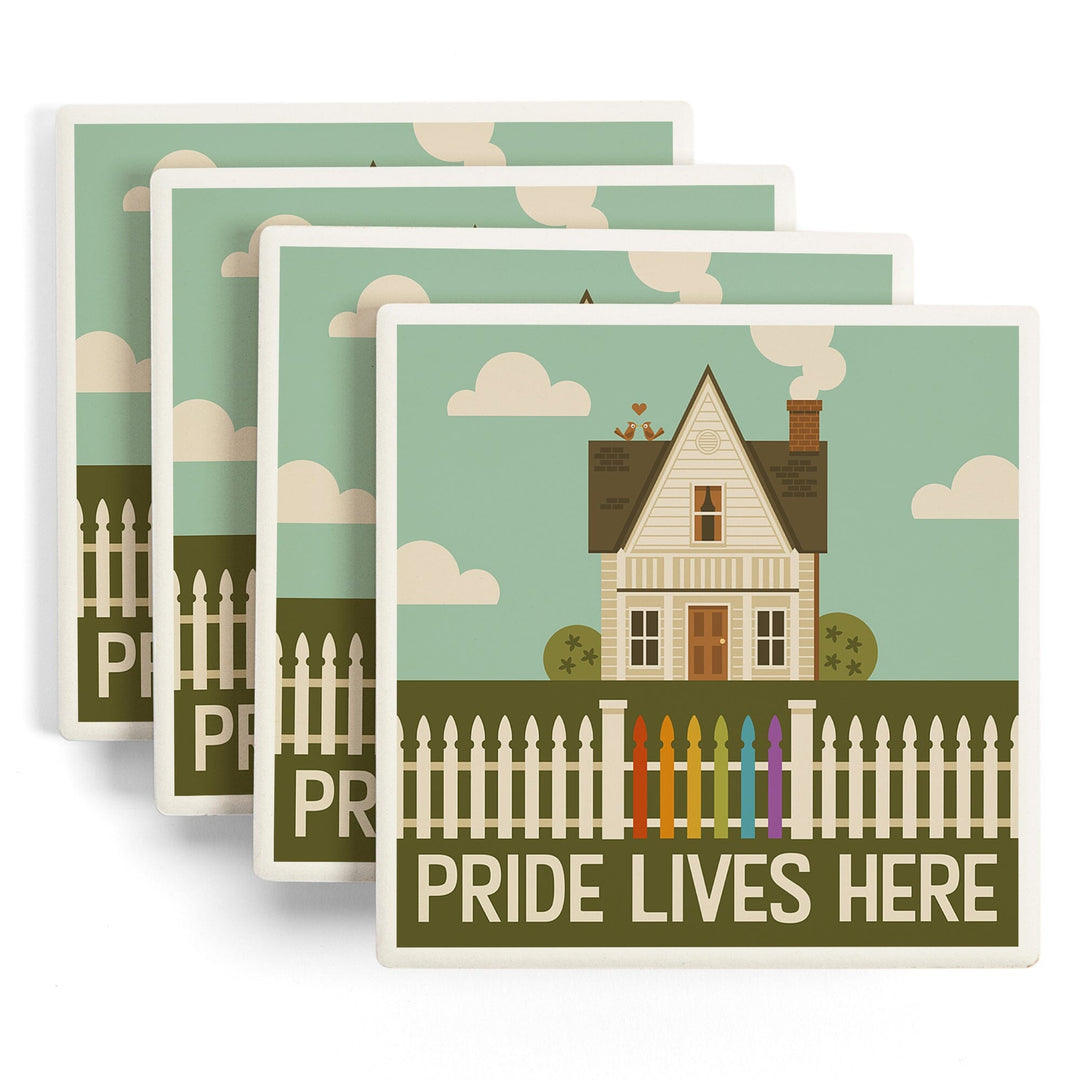 Gay Pride, Pride Lives Here, Lantern Press Artwork, Coaster Set - Lantern Press