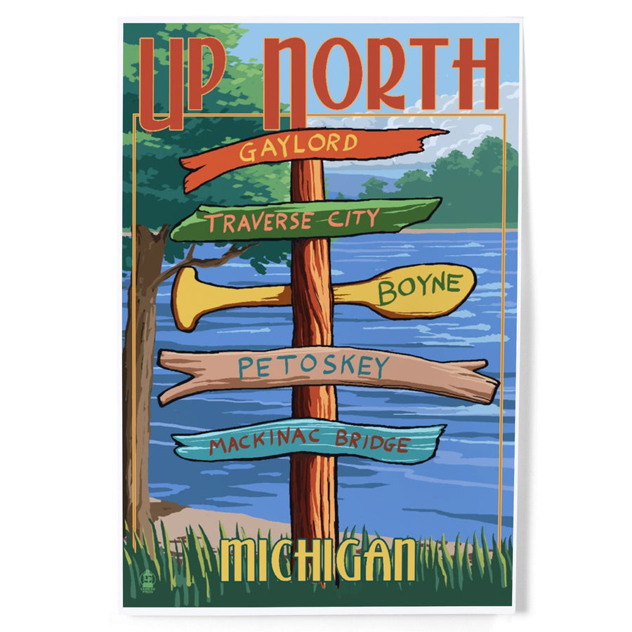 Gaylord, Michigan, Up North, Destinations Sign, Art & Giclee Prints Art Lantern Press 