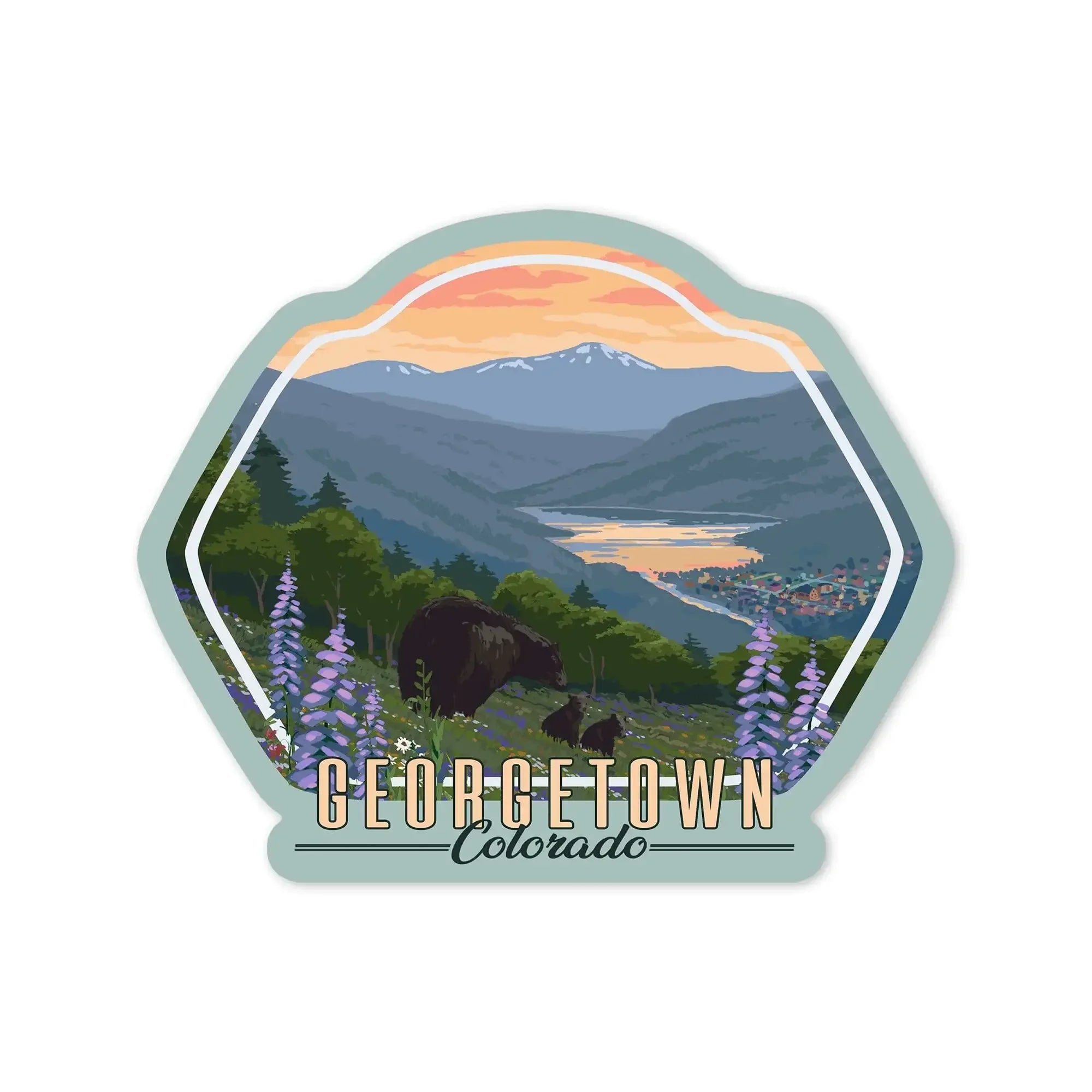 Georgetown, Colorado, Bears and Spring Flowers, Contour, outdoor vinyl ...