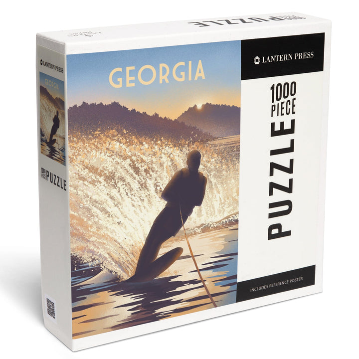 Georgia, Lithograph, Lean Into Adventure, Water Skiing, Jigsaw Puzzle - Lantern Press