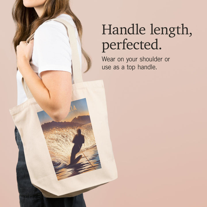 Georgia, Lithograph, Lean Into Adventure, Water Skiing, Tote Bag Totes Lantern Press 