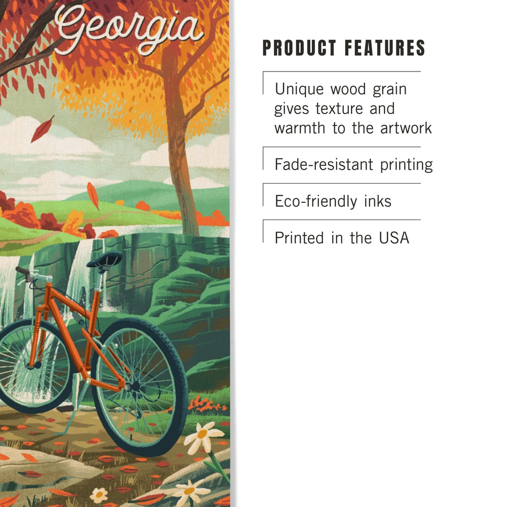 Georgia, Off To Wander, Cycling with Hills, Wood Signs and Postcards Wood Lantern Press 