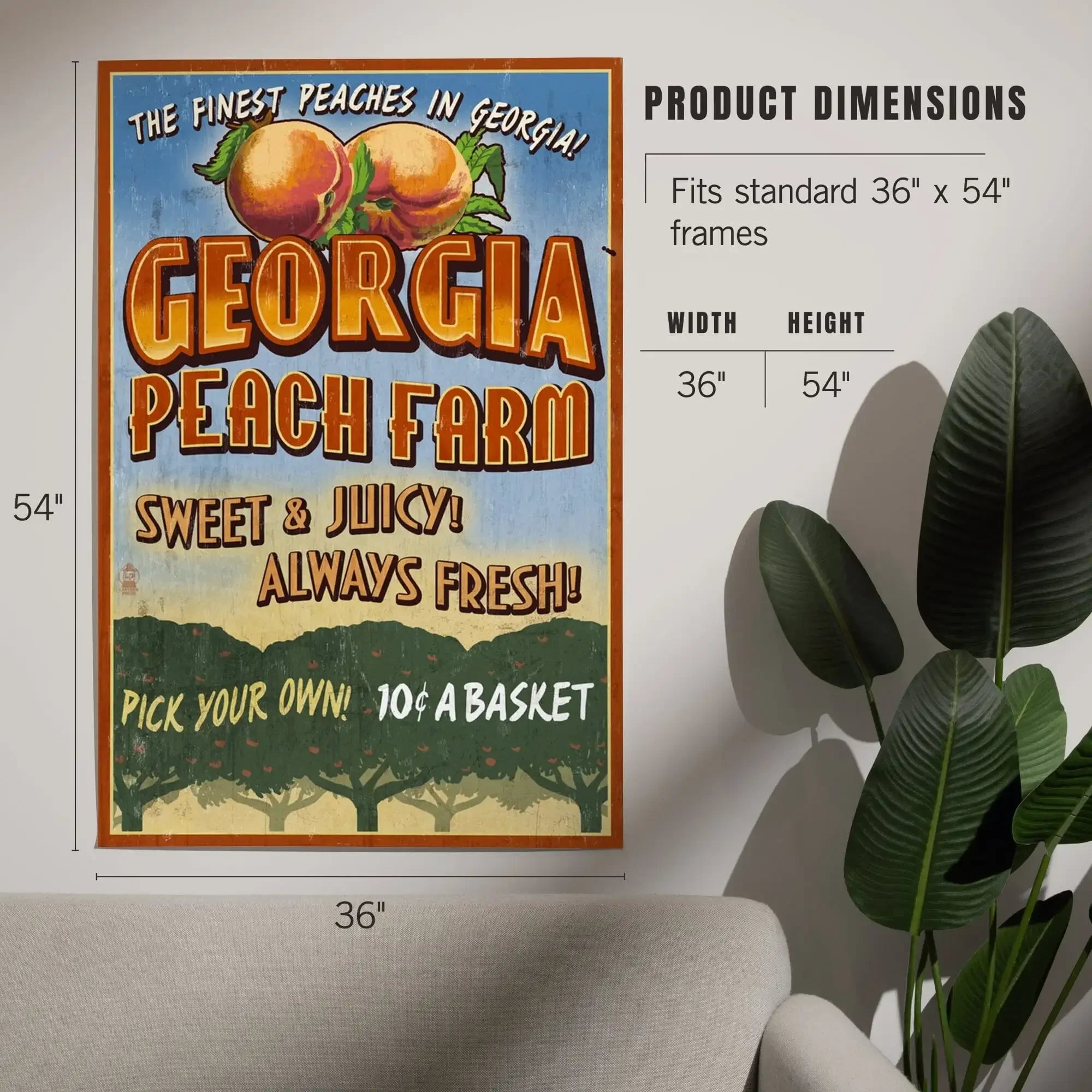 Georgia, Peach Farm Vintage Sign art prints, metal signs – Lantern