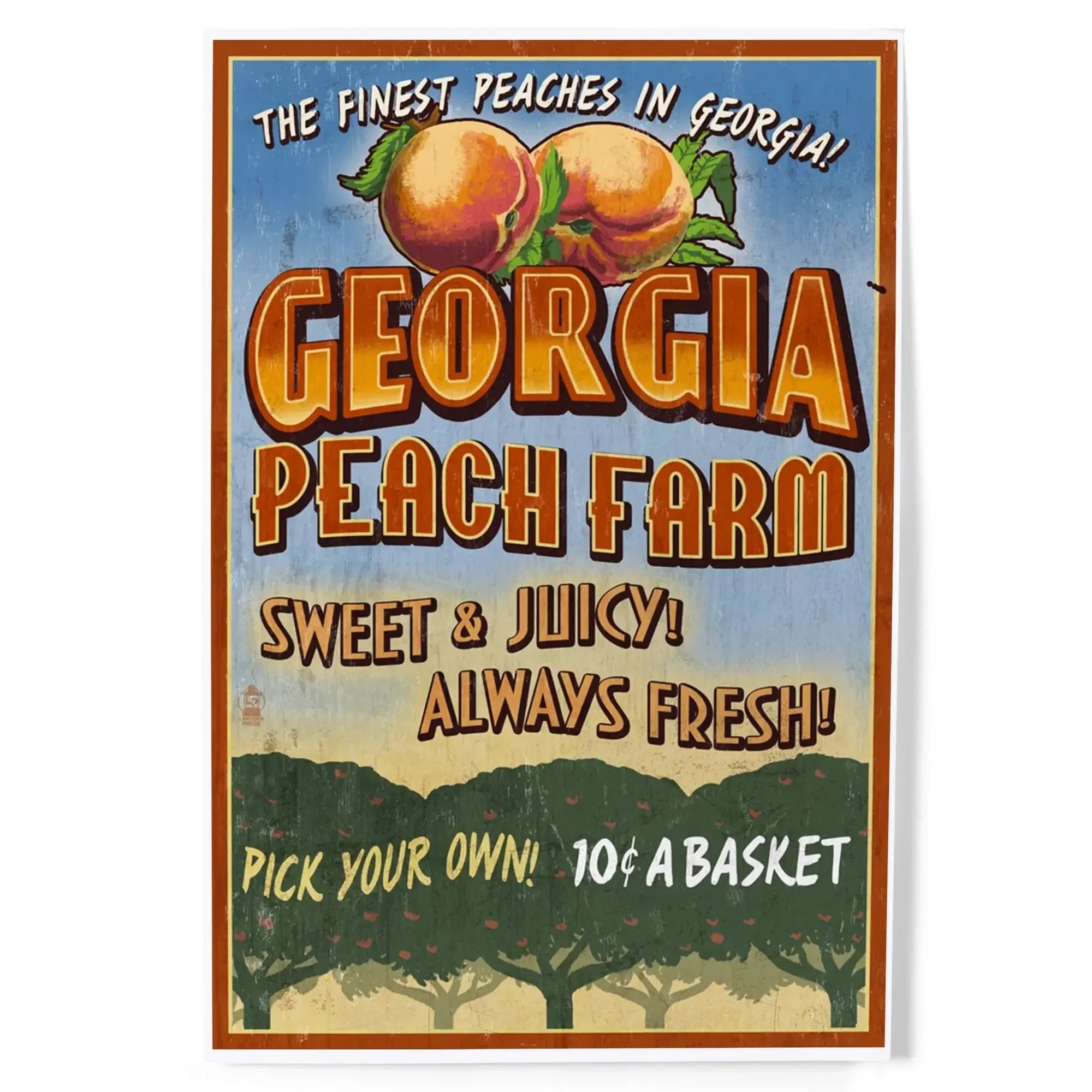 Georgia, Peach Farm Vintage Sign art prints, metal signs – Lantern