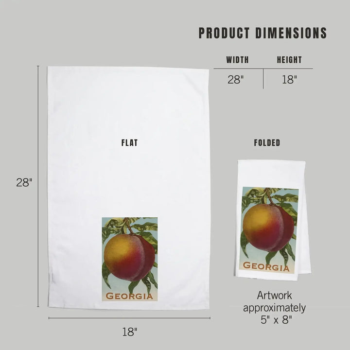 Georgia Peach, Vintage Lithograph, Organic Cotton Kitchen Tea Towels Kitchen Lantern Press 