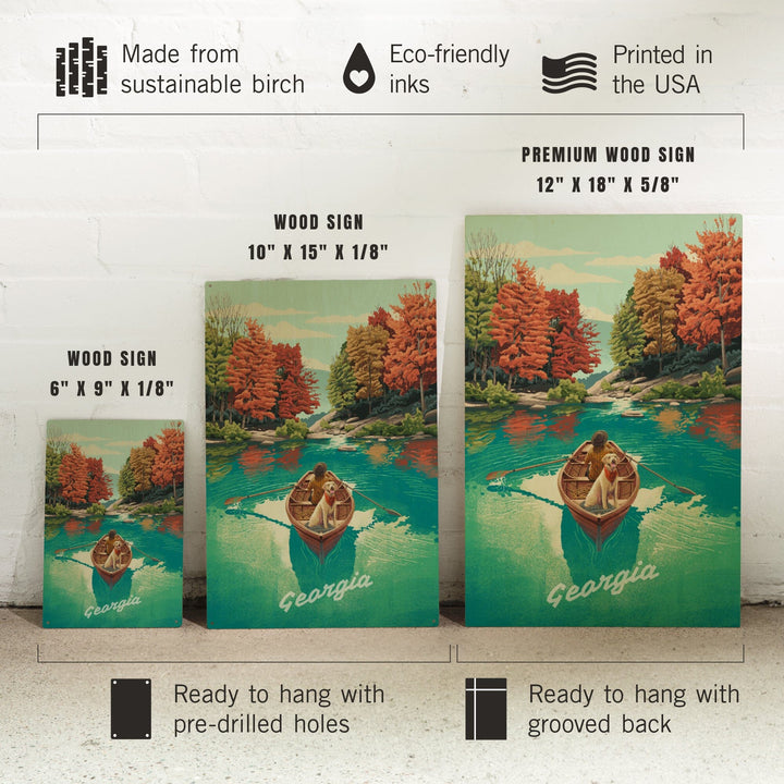 Georgia, Quiet Explorer, Boating, Fall Colors, Wood Signs and Postcards Wood Lantern Press 