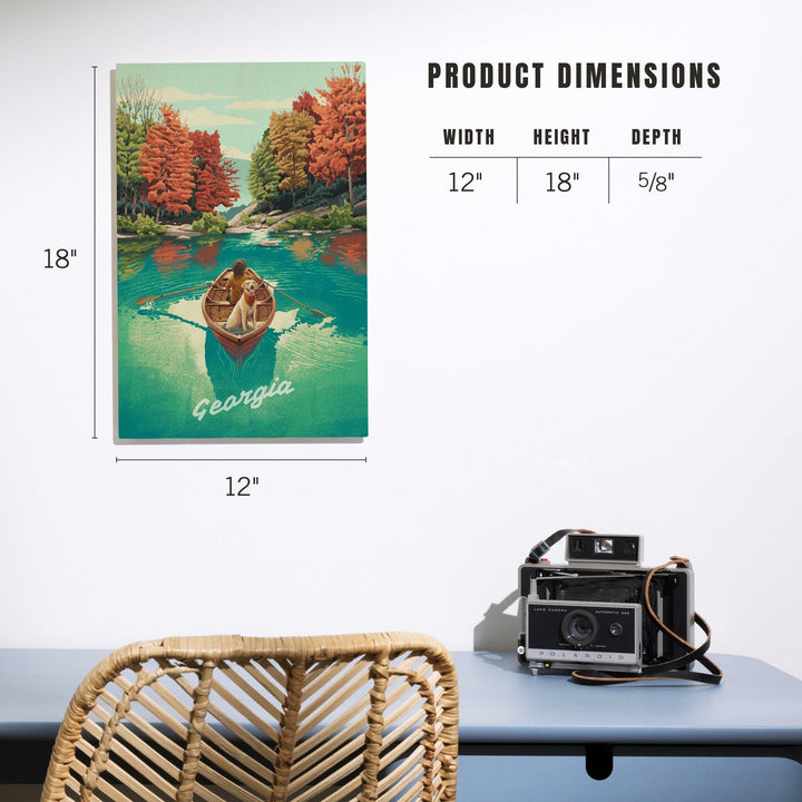 Georgia, Quiet Explorer, Boating, Fall Colors, Wood Signs and Postcards Wood Lantern Press 
