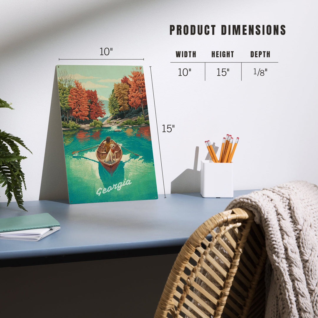 Georgia, Quiet Explorer, Boating, Fall Colors, Wood Signs and Postcards Wood Lantern Press 