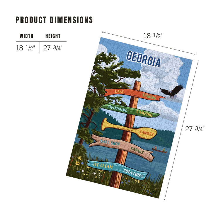 Georgia, Signpost, Lake and Eagle, Jigsaw Puzzle Puzzle Lantern Press 