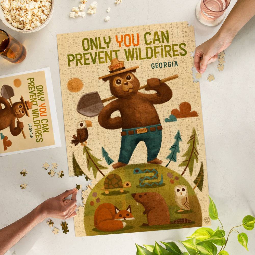 Georgia, Smokey Bear and Friends, Only You Can Prevent Wildfires, Jigsaw Puzzle Puzzle Lantern Press 