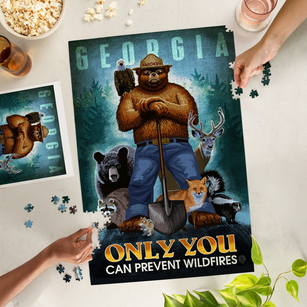 Georgia, Smokey Bear, Only You Can Prevent Wildfires, Jigsaw Puzzle Puzzle Lantern Press 