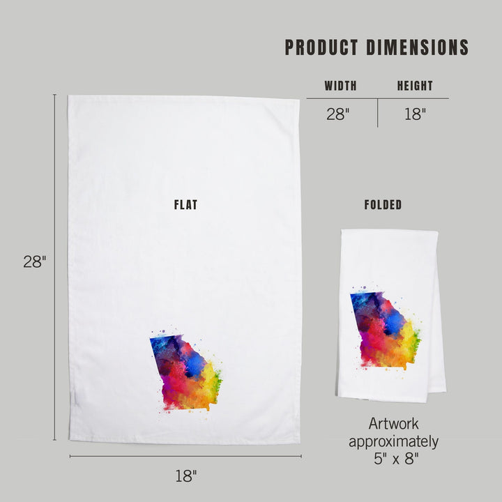 Georgia, State Abstract Watercolor, No text, Organic Cotton Kitchen Tea Towels Kitchen Lantern Press 