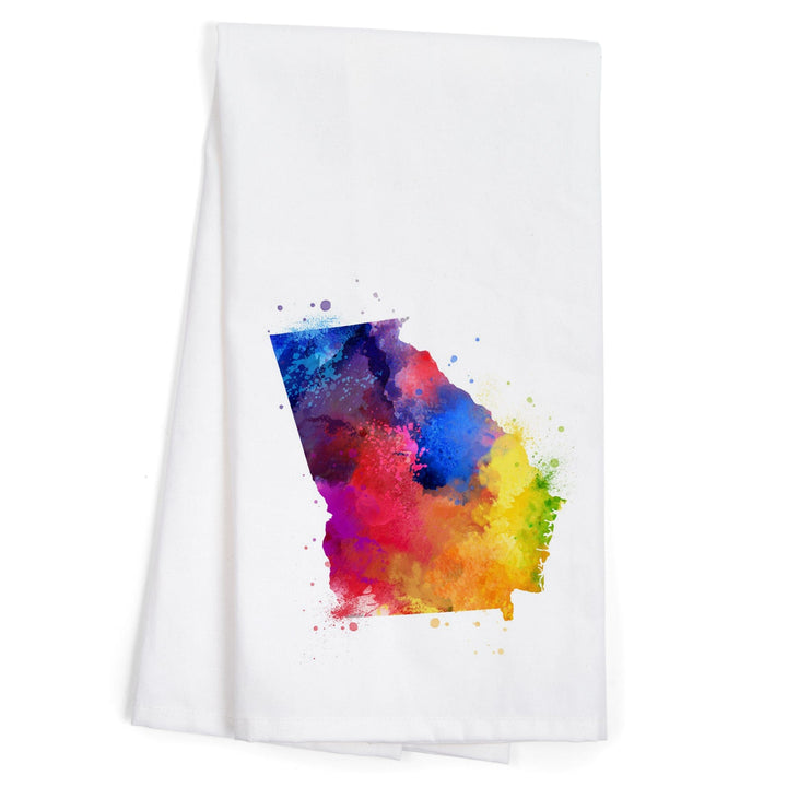 Georgia, State Abstract Watercolor, No text, Organic Cotton Kitchen Tea Towels Kitchen Lantern Press 