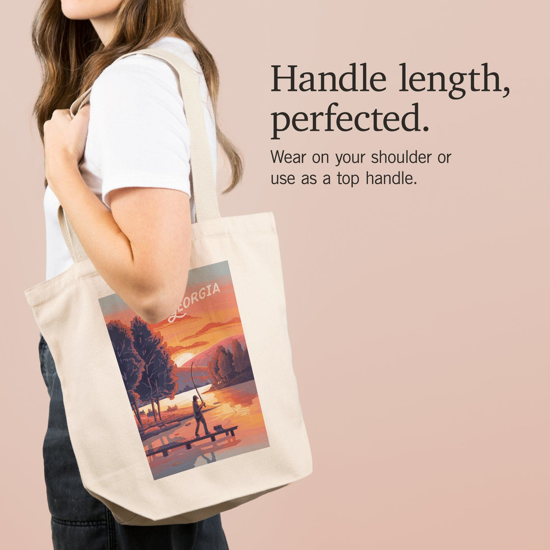 Georgia, This is Living, Fishing with Hills, Tote Bag Totes Lantern Press 