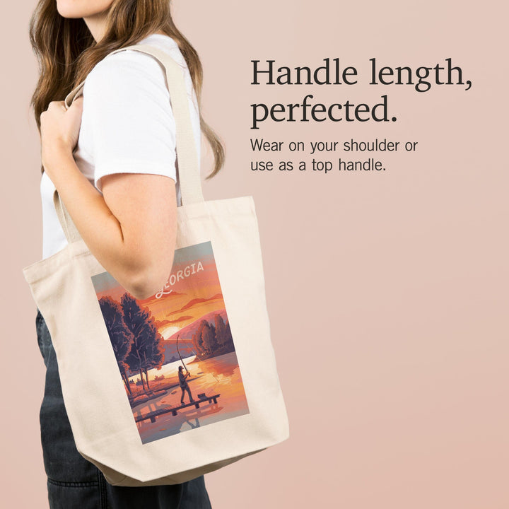 Georgia, This is Living, Fishing with Hills, Tote Bag Totes Lantern Press 