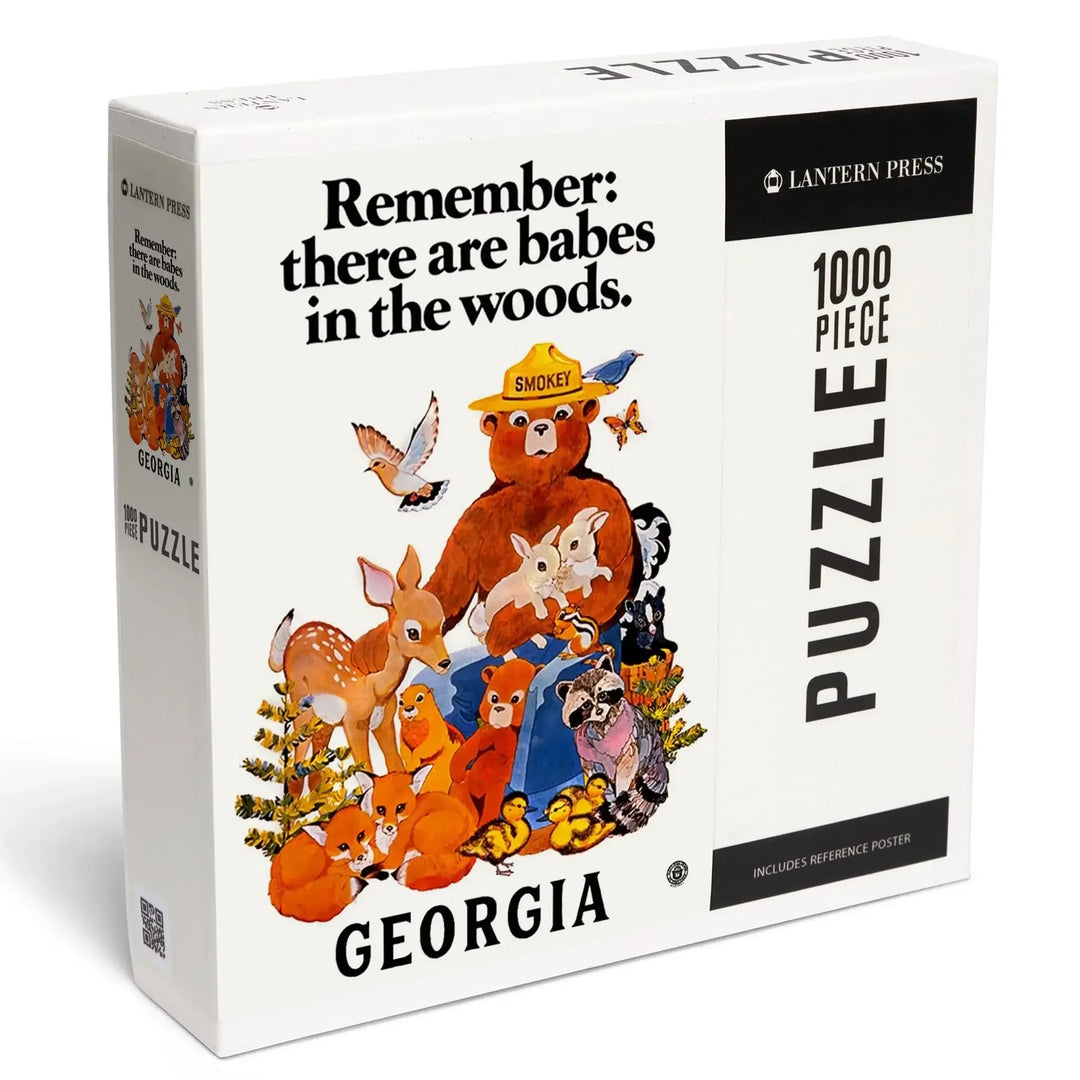 Georgia, Vintage Poster, Smokey Bear, Babes in the Woods, Jigsaw Puzzle Puzzle Lantern Press 