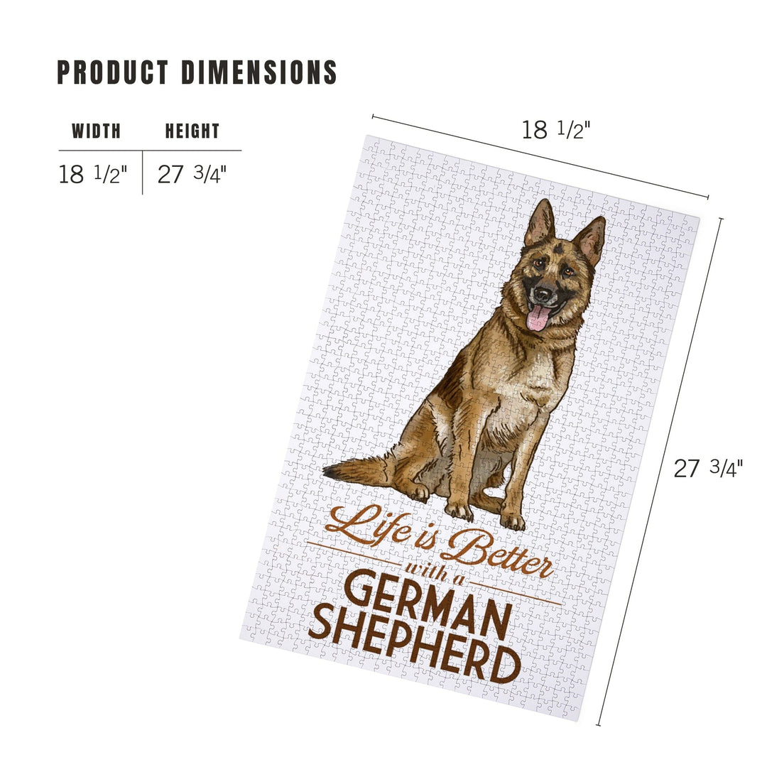 German Shepherd, Life is Better, White Background, Jigsaw Puzzle Puzzle Lantern Press 
