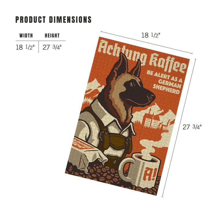 German Shepherd, Retro Coffee Ad, Jigsaw Puzzle Puzzle Lantern Press 