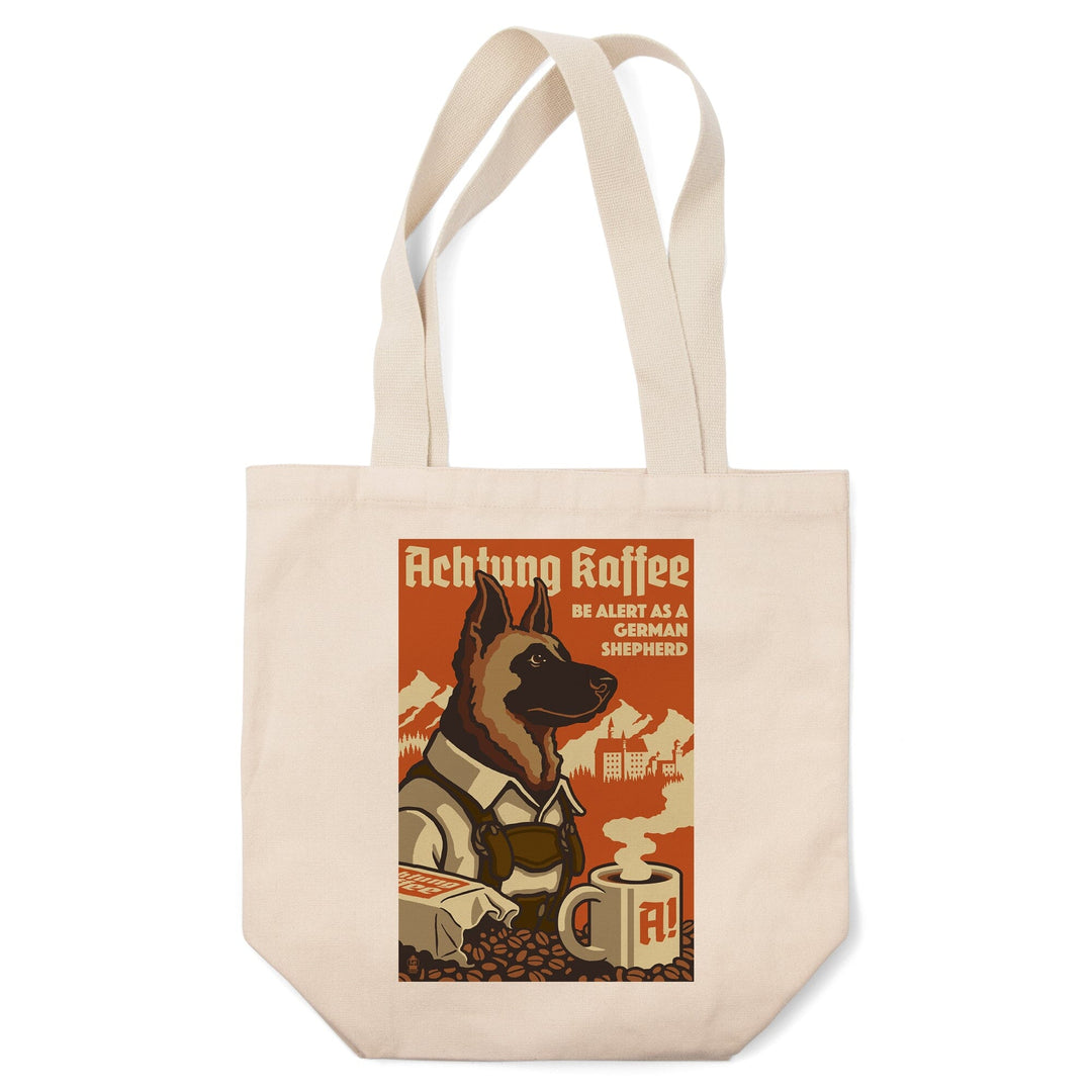 German Shepherd, Retro Coffee Ad, Lantern Press Artwork, Tote Bag Totes Lantern Press 