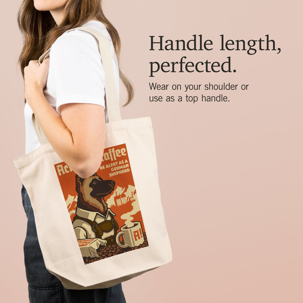 German Shepherd, Retro Coffee Ad, Tote Bag Totes Lantern Press 